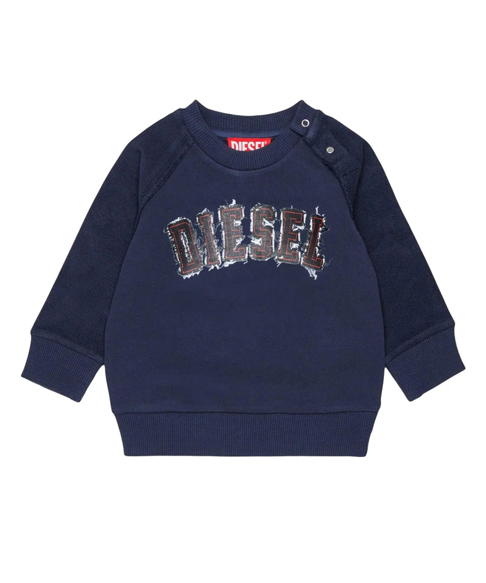 Diesel Kids Felpa Blu Navy con Logo per Neonati
