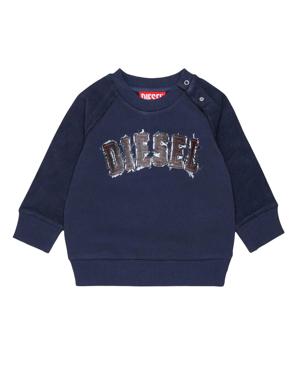 Diesel Kids Felpa Blu Navy con Logo per Neonati