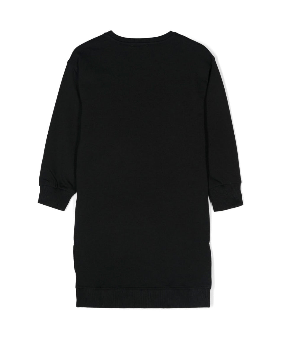 Moschino Kids Abito Nero con Stampa Logo per Bambine (retro)