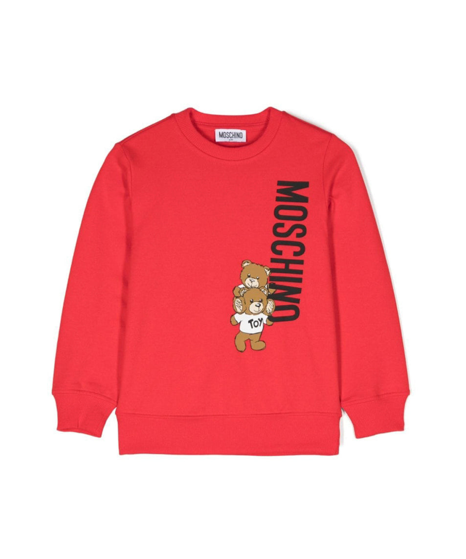 Moschino Kids Felpa Rossa con Logo Teddy Bear per Bambini