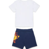 Diesel Kids Completo Bianco e Denim con Stampa per Neonati