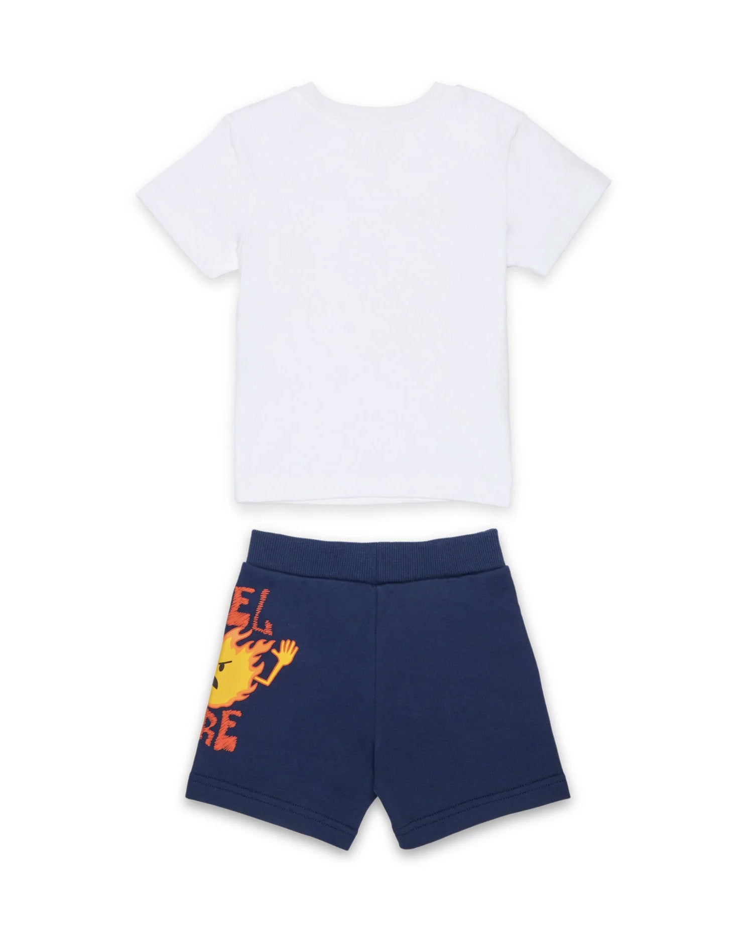 Diesel Kids Completo Bianco e Denim con Stampa per Neonati