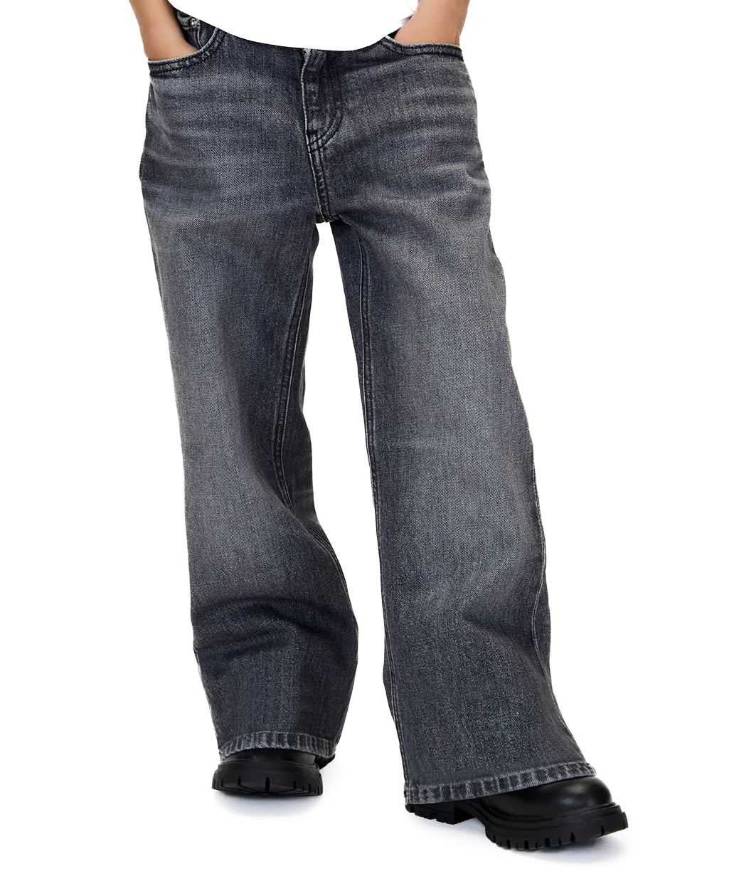 Calvin Klein Kids Denim Jeans Grigio Scuro per Bambini