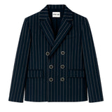 Mood One Giacca Doppiopetto Gessata Blu per Bambini