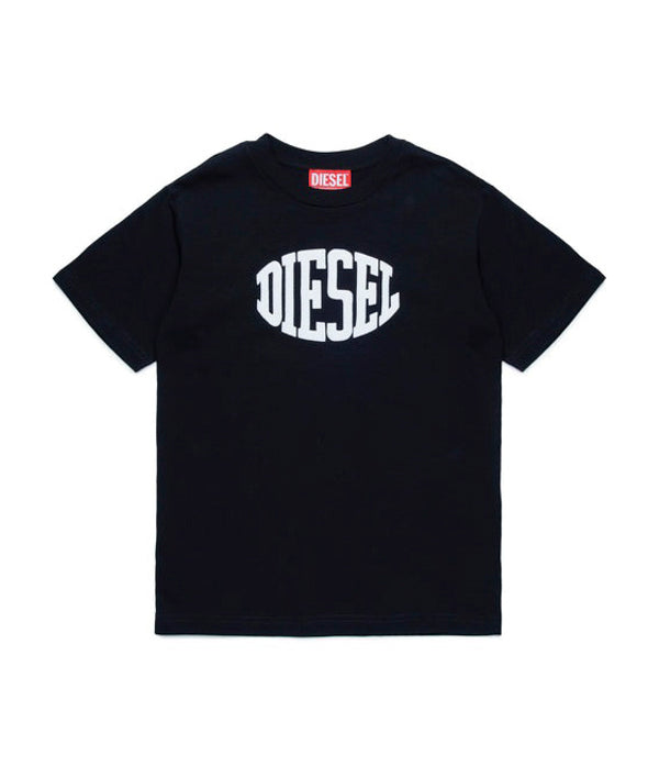 Diesel Kids T-shirt Nera Puffy Print per Bambini
