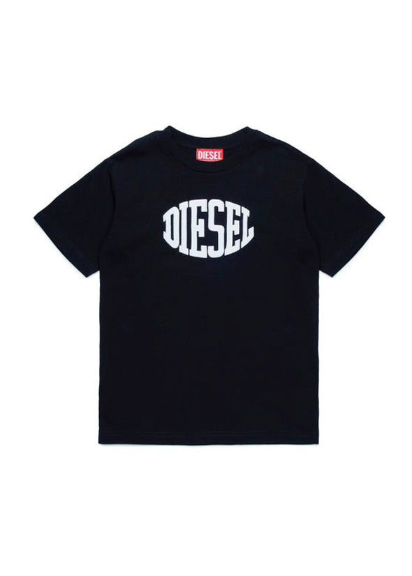 Diesel Kids T-shirt Nera Puffy Print per Bambini