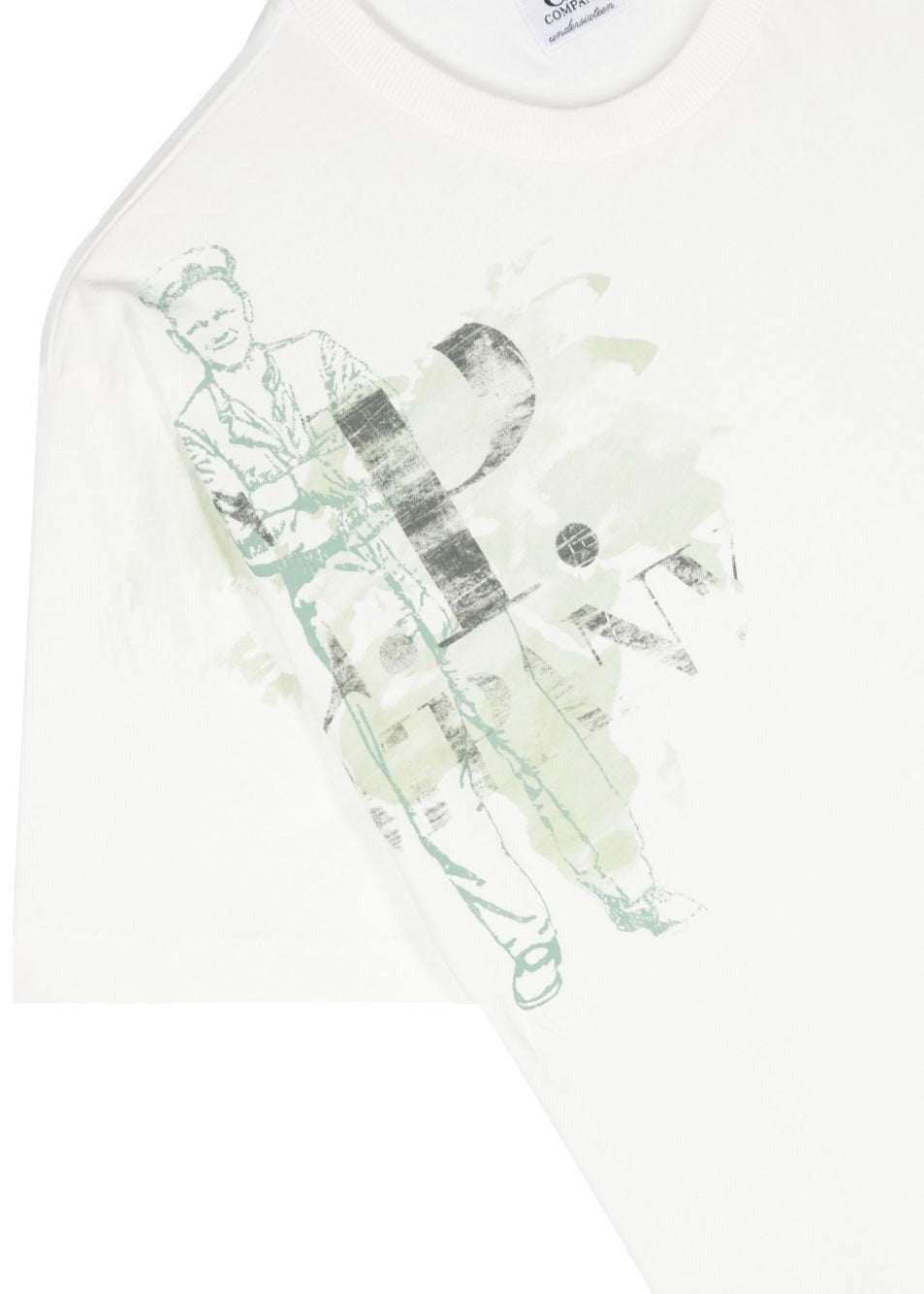 C.P. Company Kids T-shirt Bianca con Logo per Bambini (dettaglio)