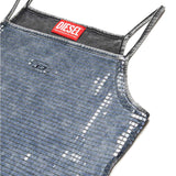 Diesel Kids Top Nero Mylar con Pailettes per Bambine
