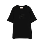 Elisabetta Franchi La Mia Bambina T-shirt Nera con Logo Sparkle per Bambine