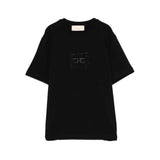 Elisabetta Franchi La Mia Bambina T-shirt Nera con Logo Sparkle per Bambine
