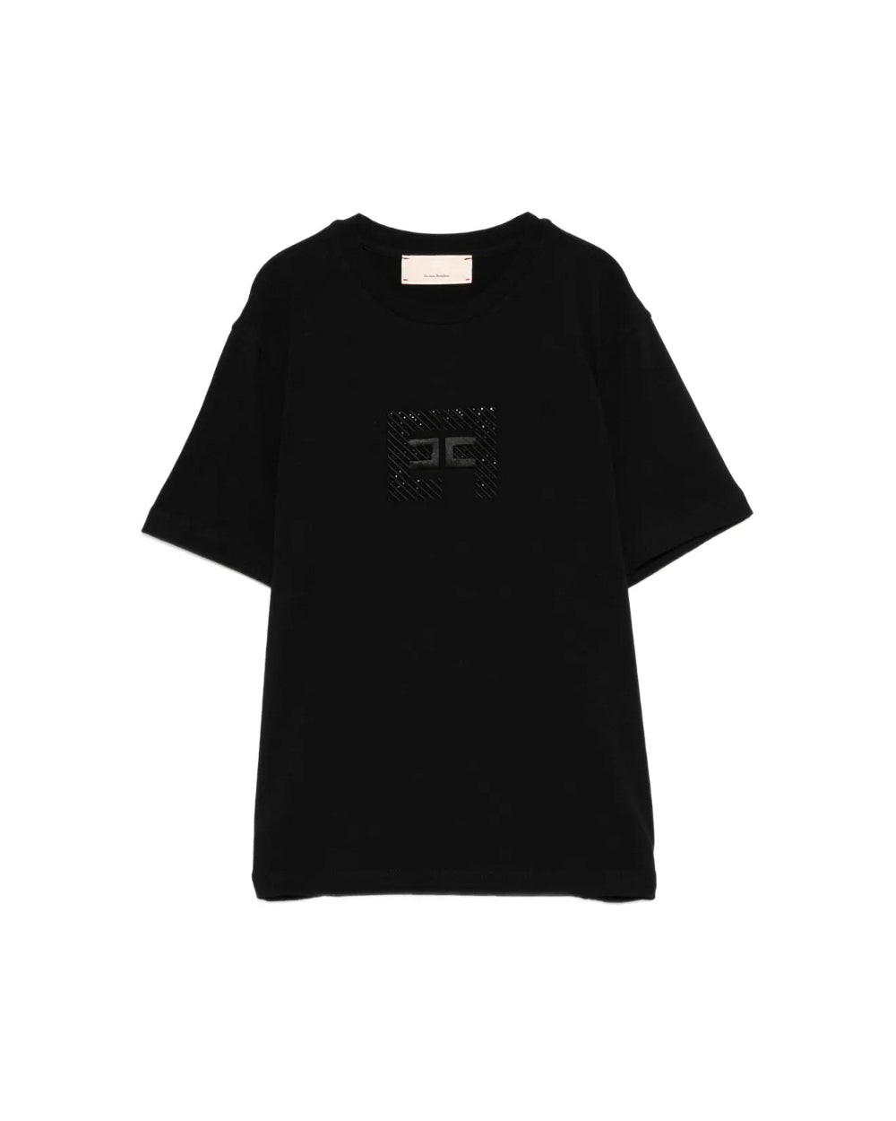 Elisabetta Franchi La Mia Bambina T-shirt Nera con Logo Sparkle per Bambine