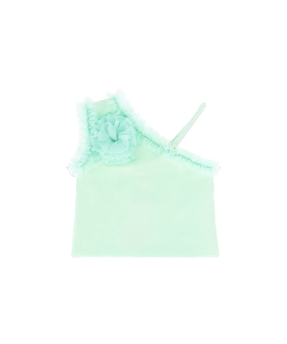 Angel's Face Top Menta con Fiore Reese per Bambine