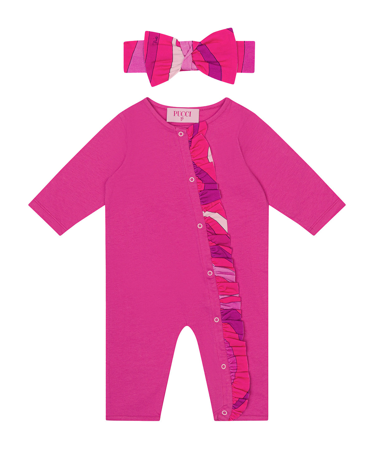 Emilio Pucci Kids Tutina e Fascia Fantasia Viola per Neonate