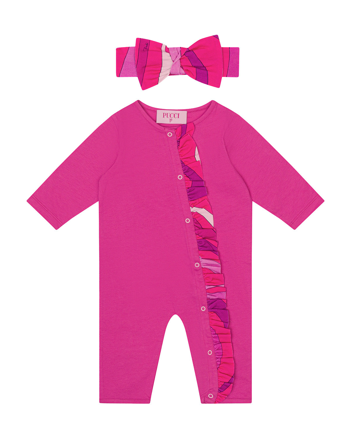 Emilio Pucci Kids Tutina e Fascia Fantasia Viola per Neonate