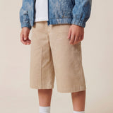 Msgm Kids Beige Wide Leg Bermuda Shorts for Children