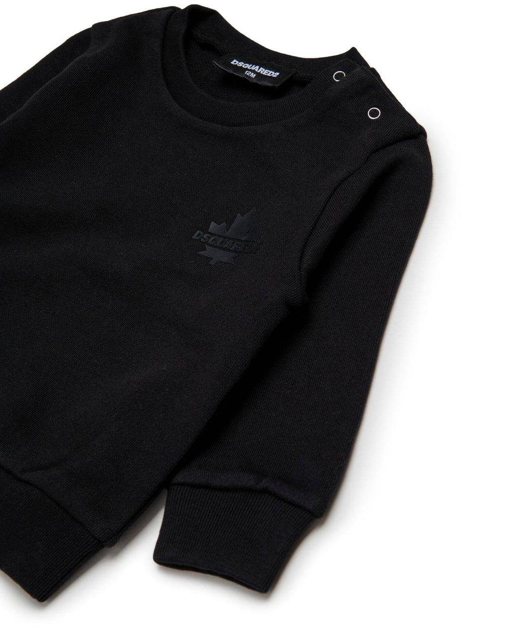 Dsquared2 Kids Felpa Girocollo Nera con Logo Sport per Neonati