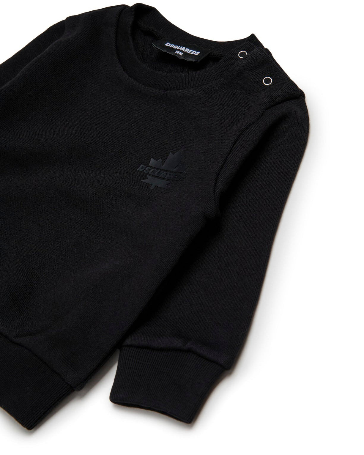 Dsquared2 Kids Felpa Girocollo Nera con Logo Sport per Neonati