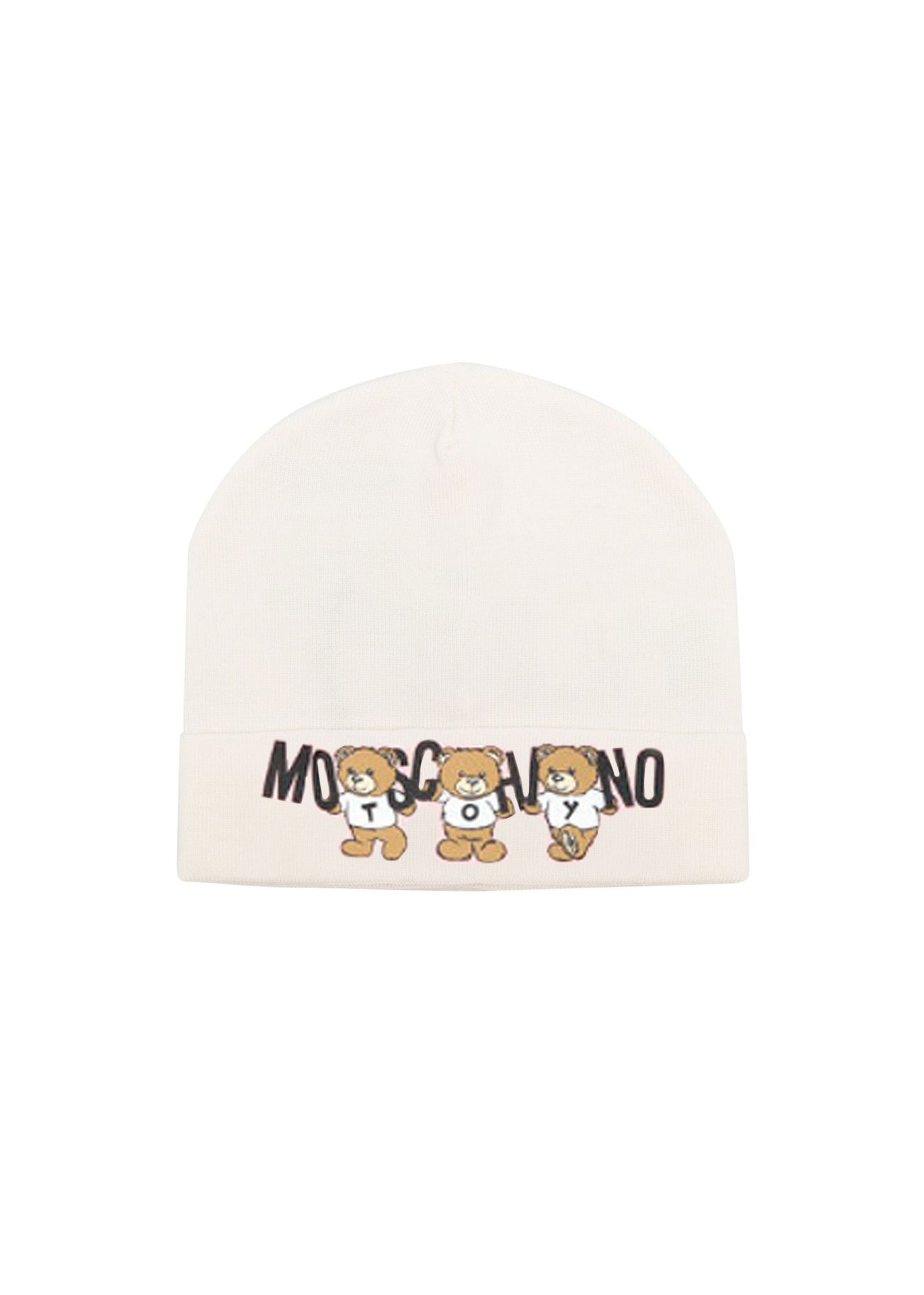 Moschino Kids Cappello Panna con Teddy Bear