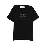 Elisabetta Franchi La Mia Bambina T-shirt Nera con Logo Ricamato per Bambine