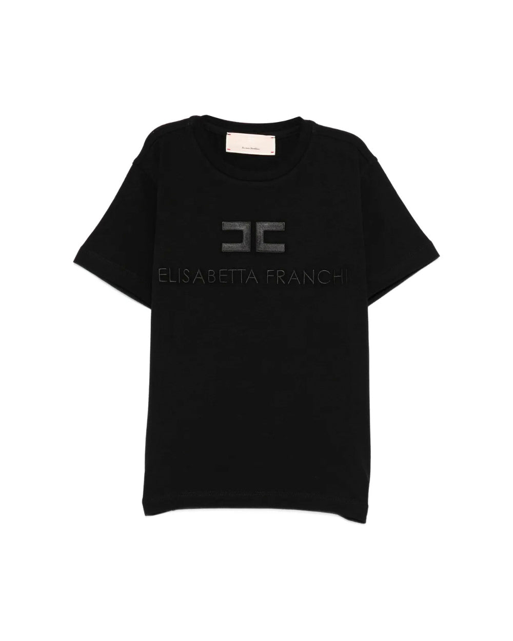 Elisabetta Franchi La Mia Bambina T-shirt Nera con Logo Ricamato per Bambine