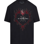 John Richmond Kids T-Shirt Nero con Strass e Logo per Bambina