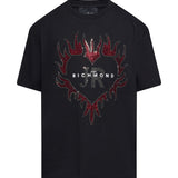 John Richmond Kids T-Shirt Nero con Strass e Logo per Bambina