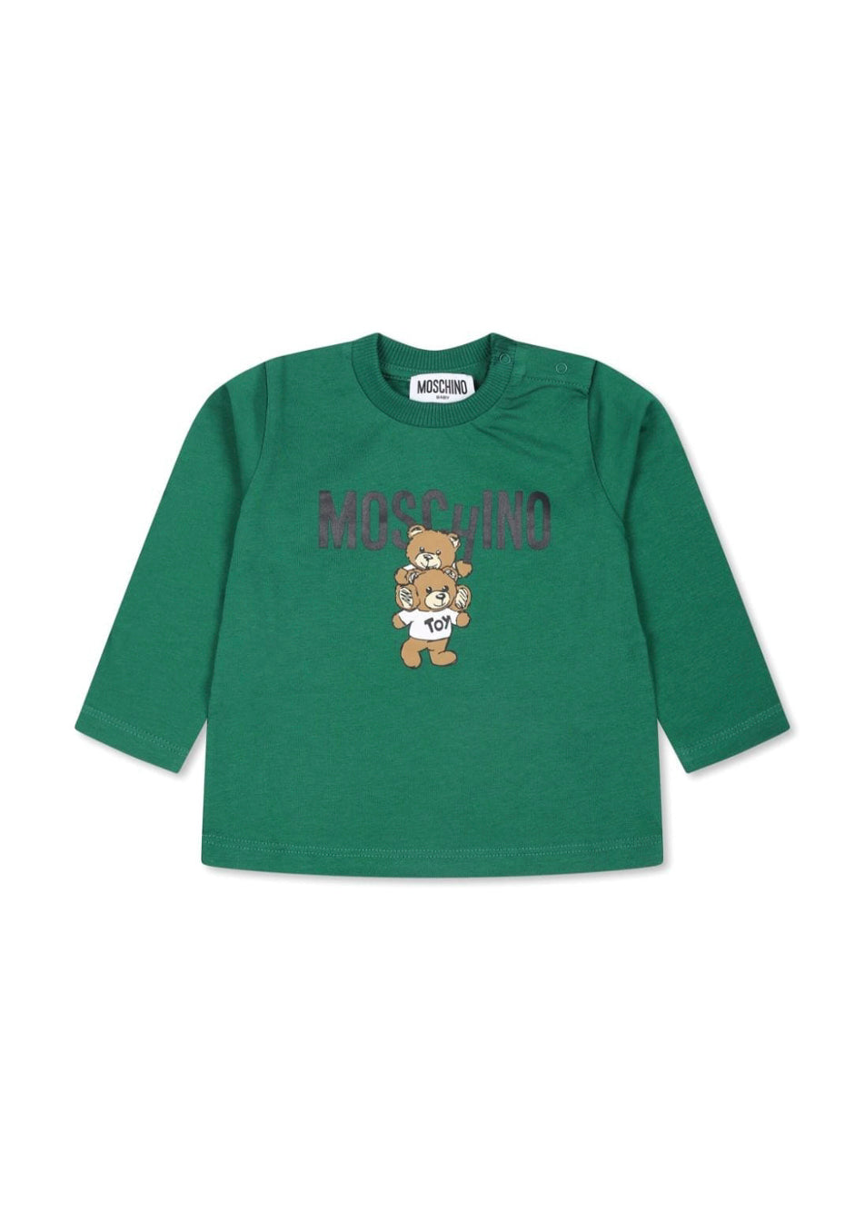 Moschino Kids Blusa Verde con Stampa Logo Teddy Bear per Neonati