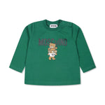 Moschino Kids Blusa Verde con Stampa Logo Teddy Bear per Neonati