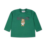 Moschino Kids Blusa Verde con Stampa Logo Teddy Bear per Neonati