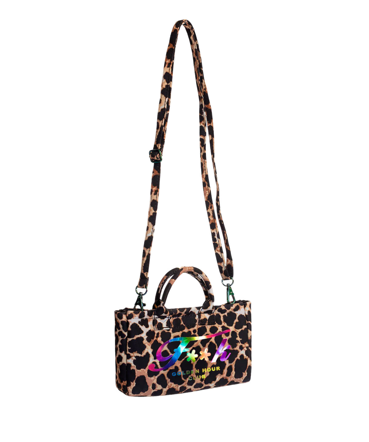 F**K Kids Mini Borsa Mare Fantasia Leopardato con Logo Multicolor per Bambine
