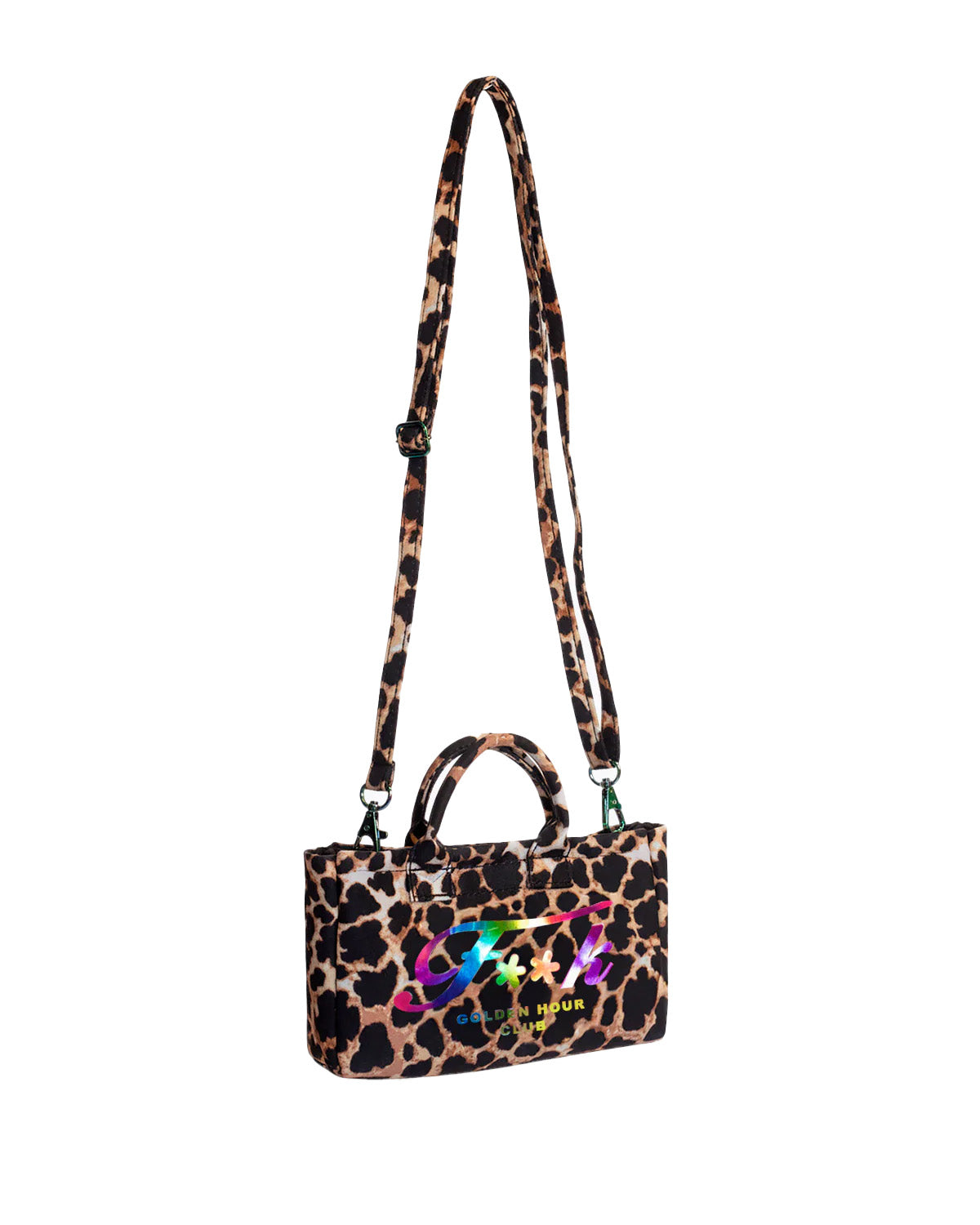 F**K Kids Mini Borsa Mare Fantasia Leopardato con Logo Multicolor per Bambine