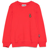 Moschino Kids Felpa Girocollo Rossa con Patch Logo per Bambini