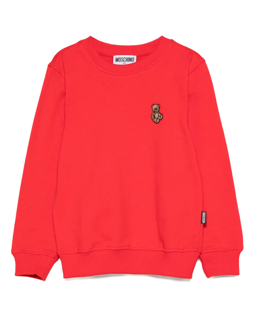 Moschino Kids Felpa Girocollo Rossa con Patch Logo per Bambini