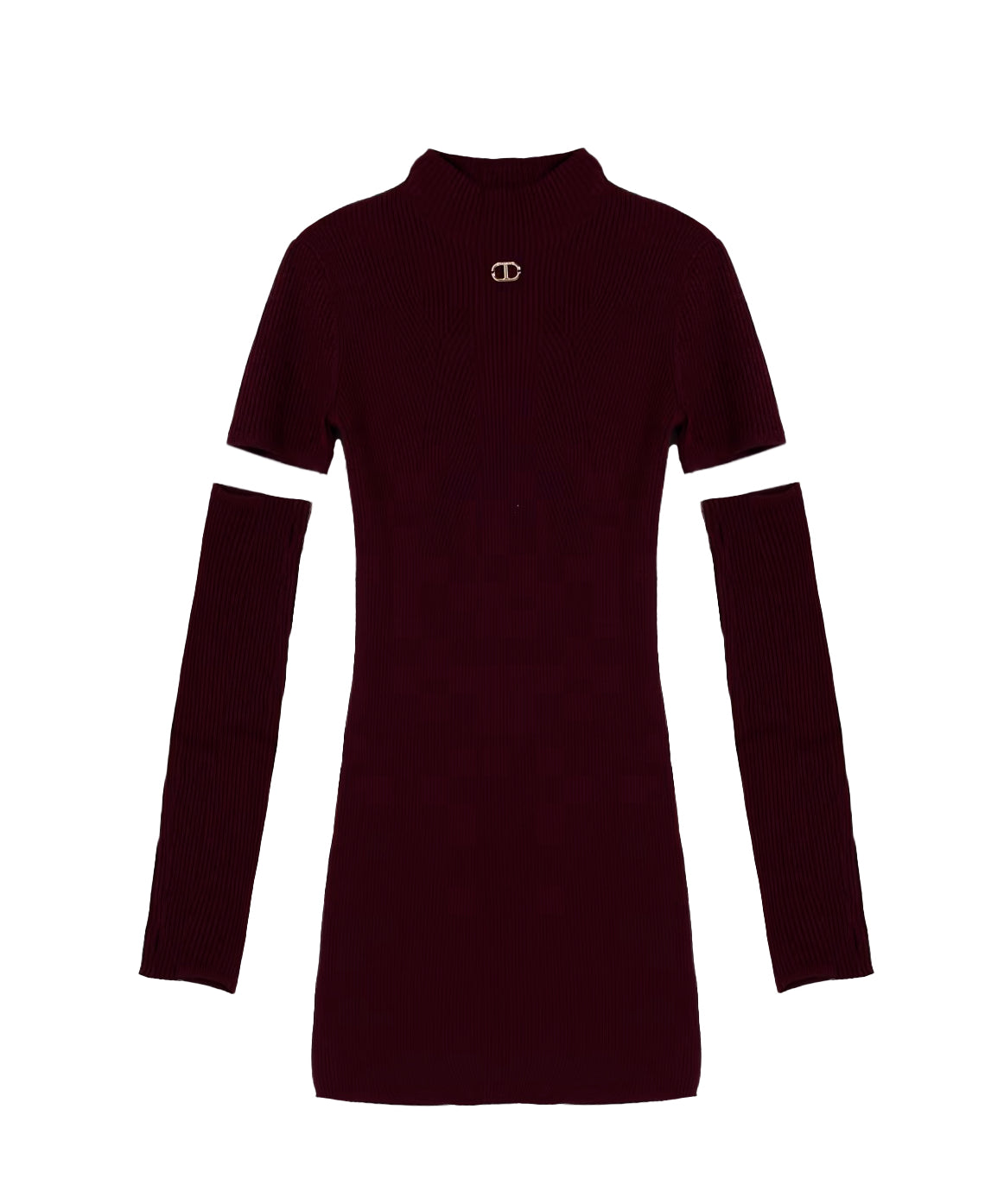 Twinset Kids Abito con Manicotti Bordeaux per Bambine