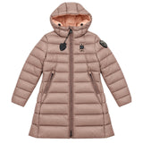 Blauer Kids Piumino Lungo Rosa Cipria con Cappuccio e Logo Gioiello per Bambine