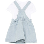 Moschino Kids T-Shirt Bianco e Salopette a Righe per Neonate