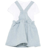 Moschino Kids T-Shirt Bianco e Salopette a Righe per Neonate