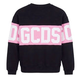 Gcds Kids Felpa Nero con Banda Logata Rosa per Bambine