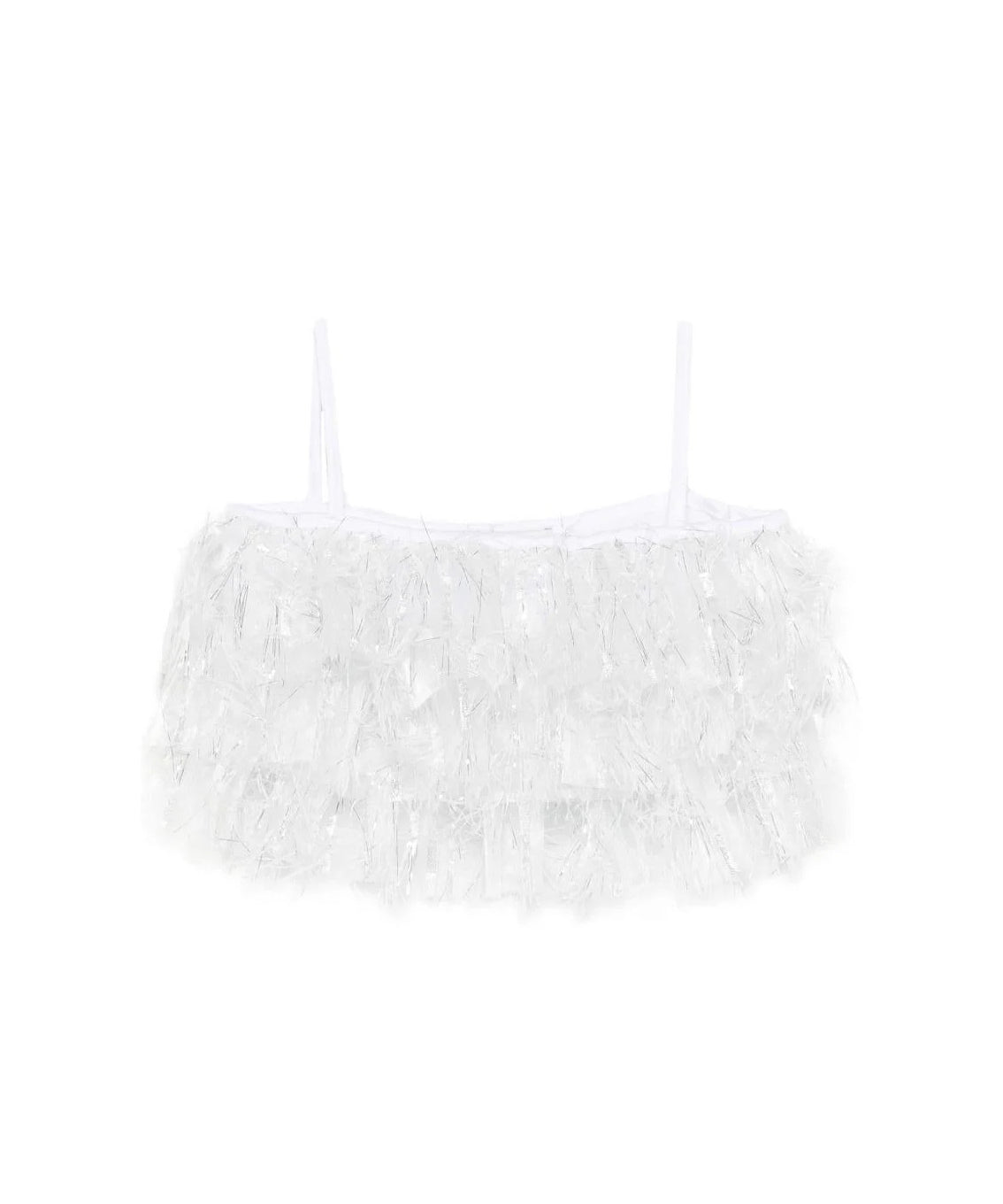 A'lapage Kids Top Bianco Frangiato per Bambine