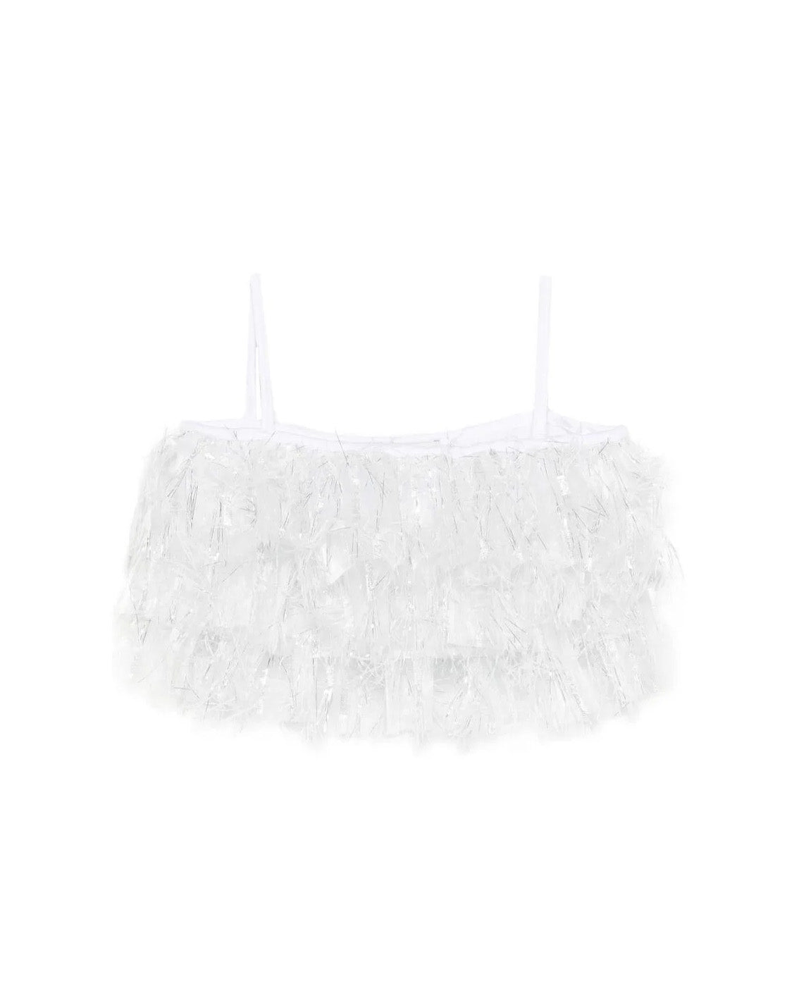 A'lapage Kids Top Bianco Frangiato per Bambine