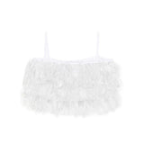 A'lapage Kids Top Bianco Frangiato per Bambine