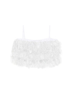 A'lapage Kids Top Bianco Frangiato per Bambine