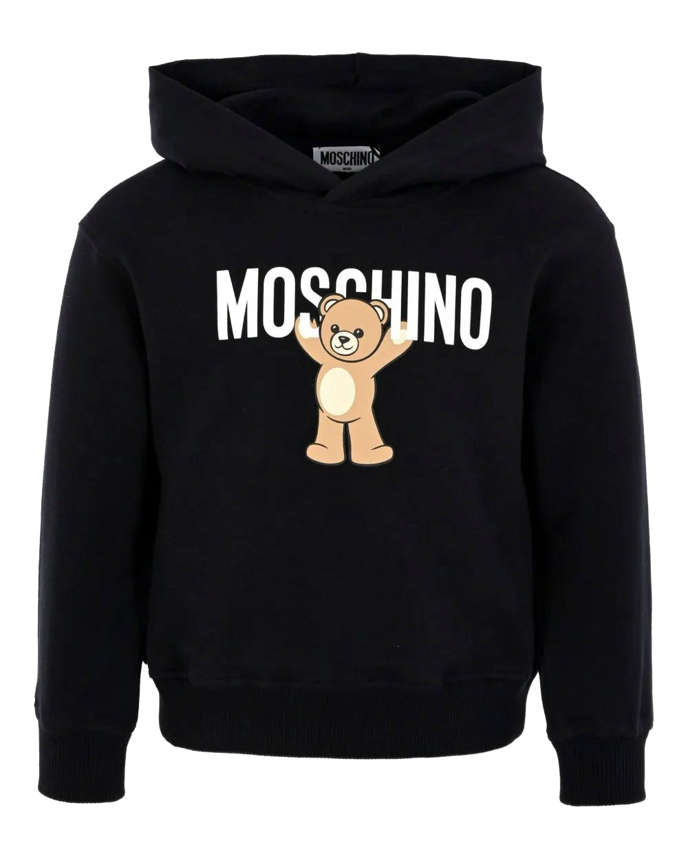 Moschino Kids Felpa con Cappuccio Nera con Logo per Bambini