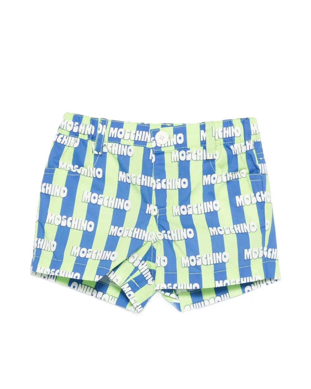 Moschino Kids Short a Righe Verde e Blu All-Over per Neonati