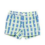 Moschino Kids Short a Righe Verde e Blu All-Over per Neonati