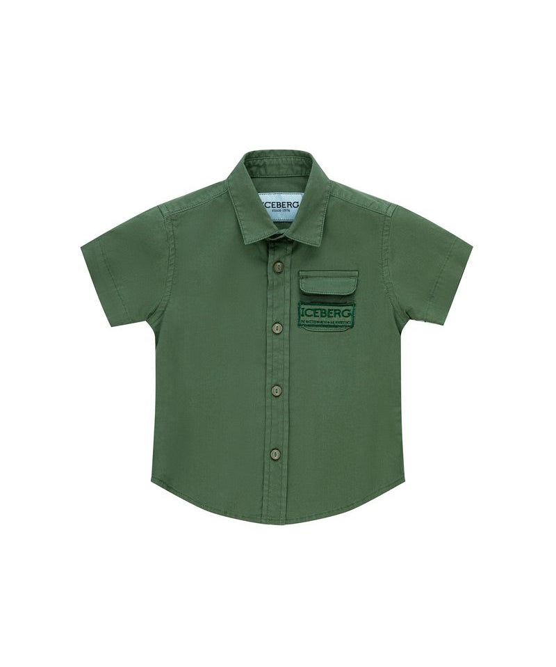 Iceberg Kids Camicia Verde Militare con Logo per Neonati