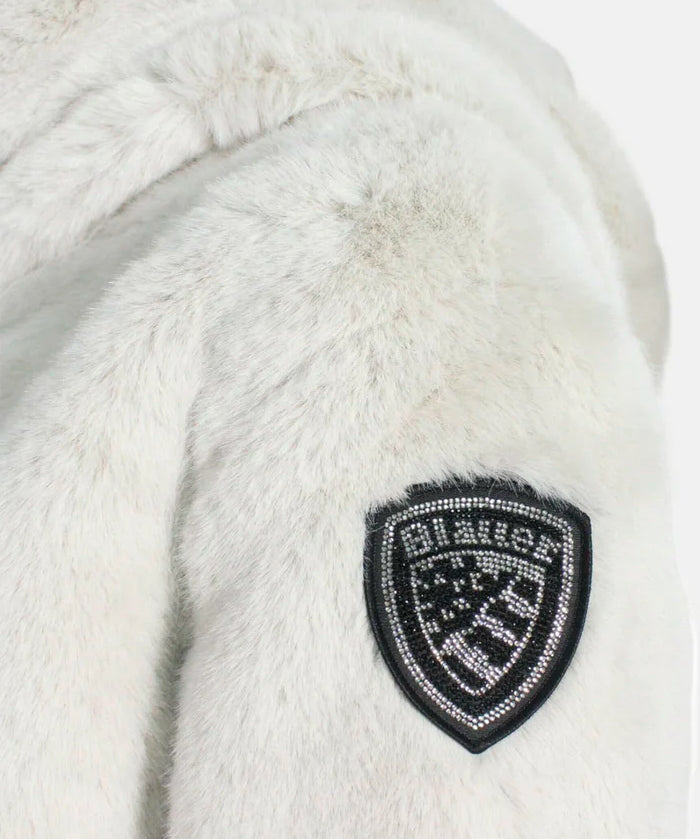 Blauer Kids Giubbino in Misto Nylon/Pelliccia Panna Fanevil Junior per Bambine