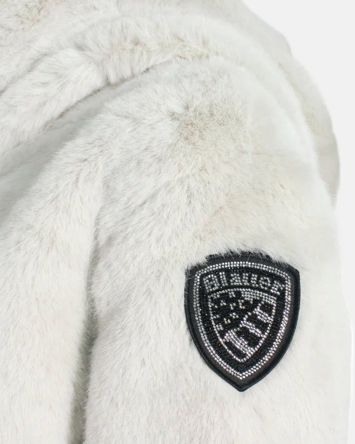 Blauer Kids Giubbino in Misto Nylon/Pelliccia Panna Fanevil Junior per Bambine