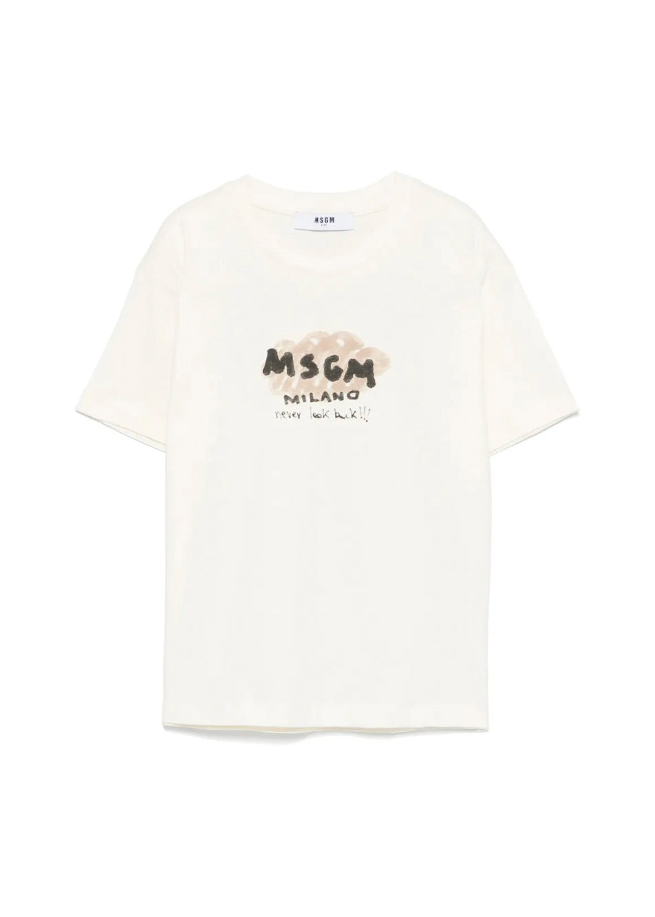 MSGM Kids T-shirt Crema con Stampa Logo per Bambini fronte