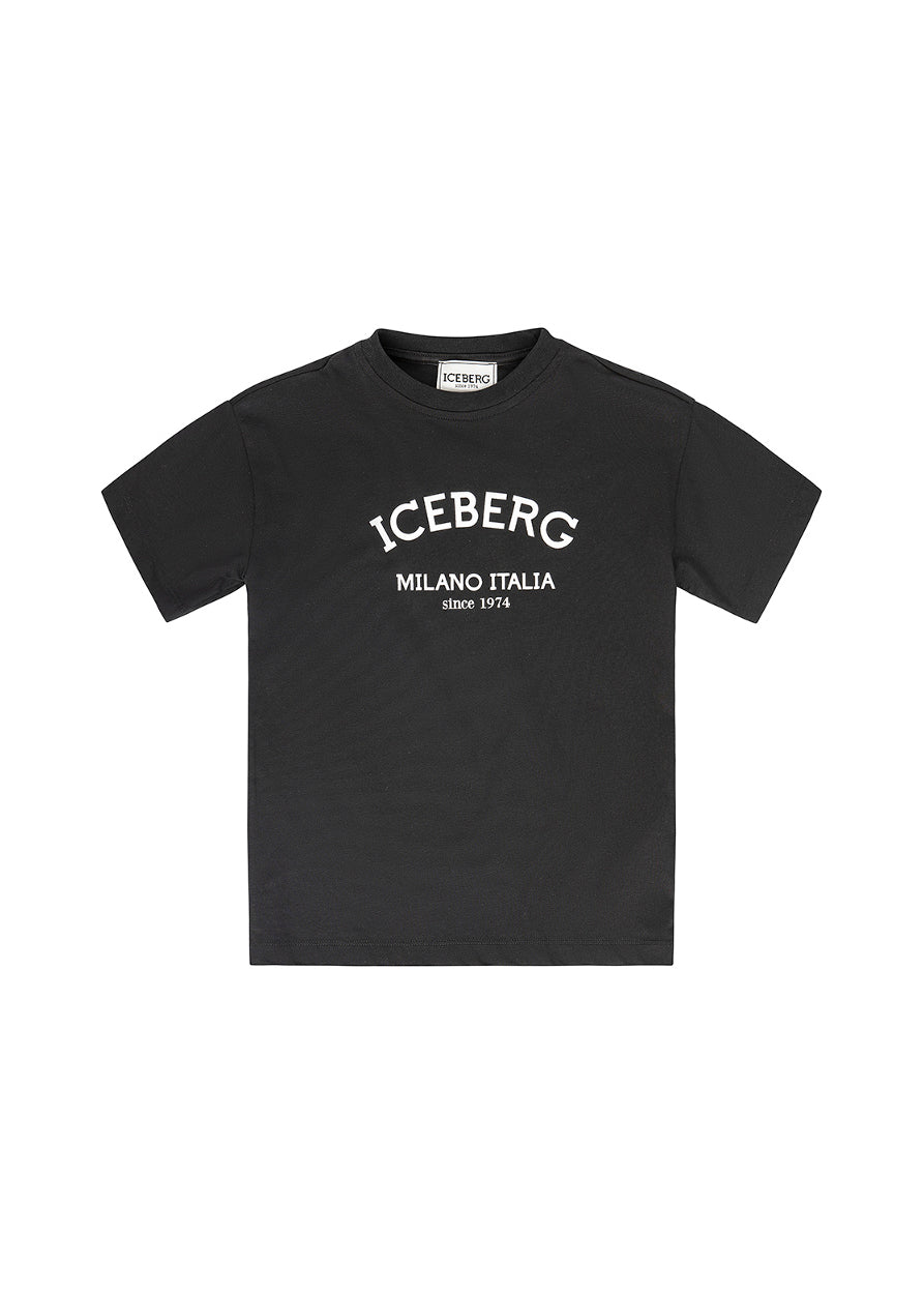Iceberg Kids T-Shirt Nera con Logo per Bambini